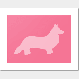 Pink Welsh Corgi Silhouette Posters and Art